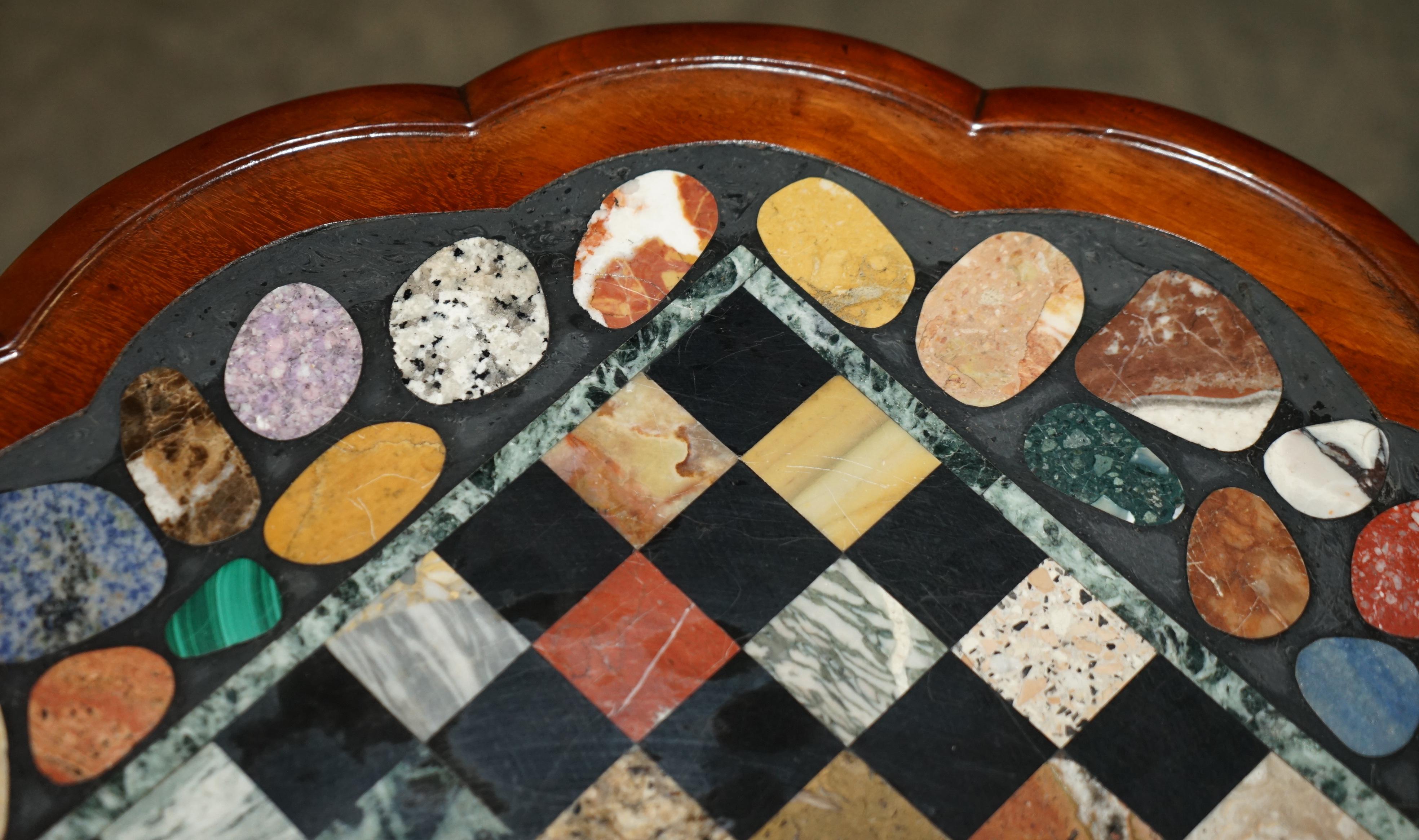 Fine Antique William IV 1830 Pietra Dura Specimen Marble Chess Board Table For Sale 8