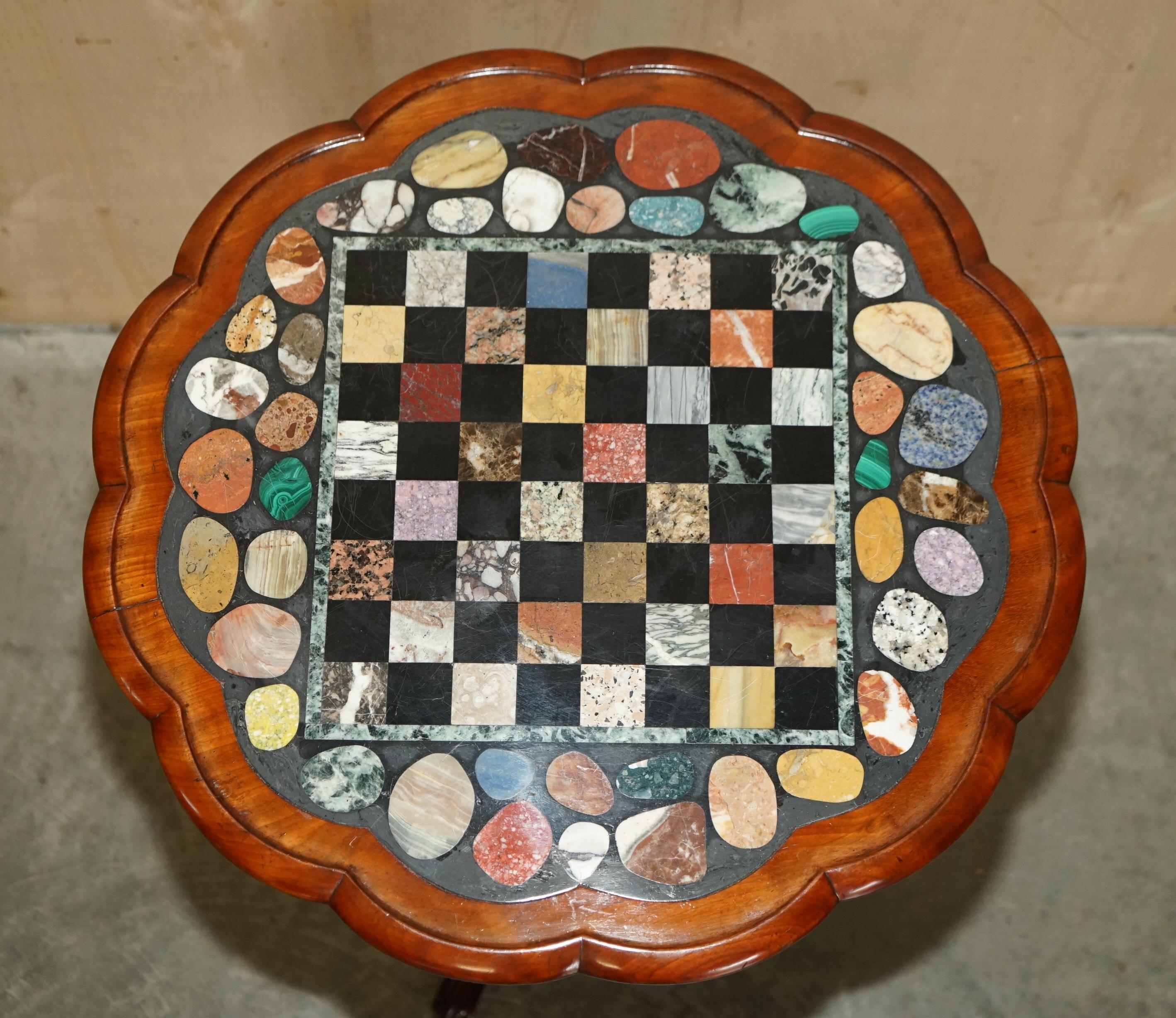 Fine Antique William IV 1830 Pietra Dura Specimen Marble Chess Board Table For Sale 1