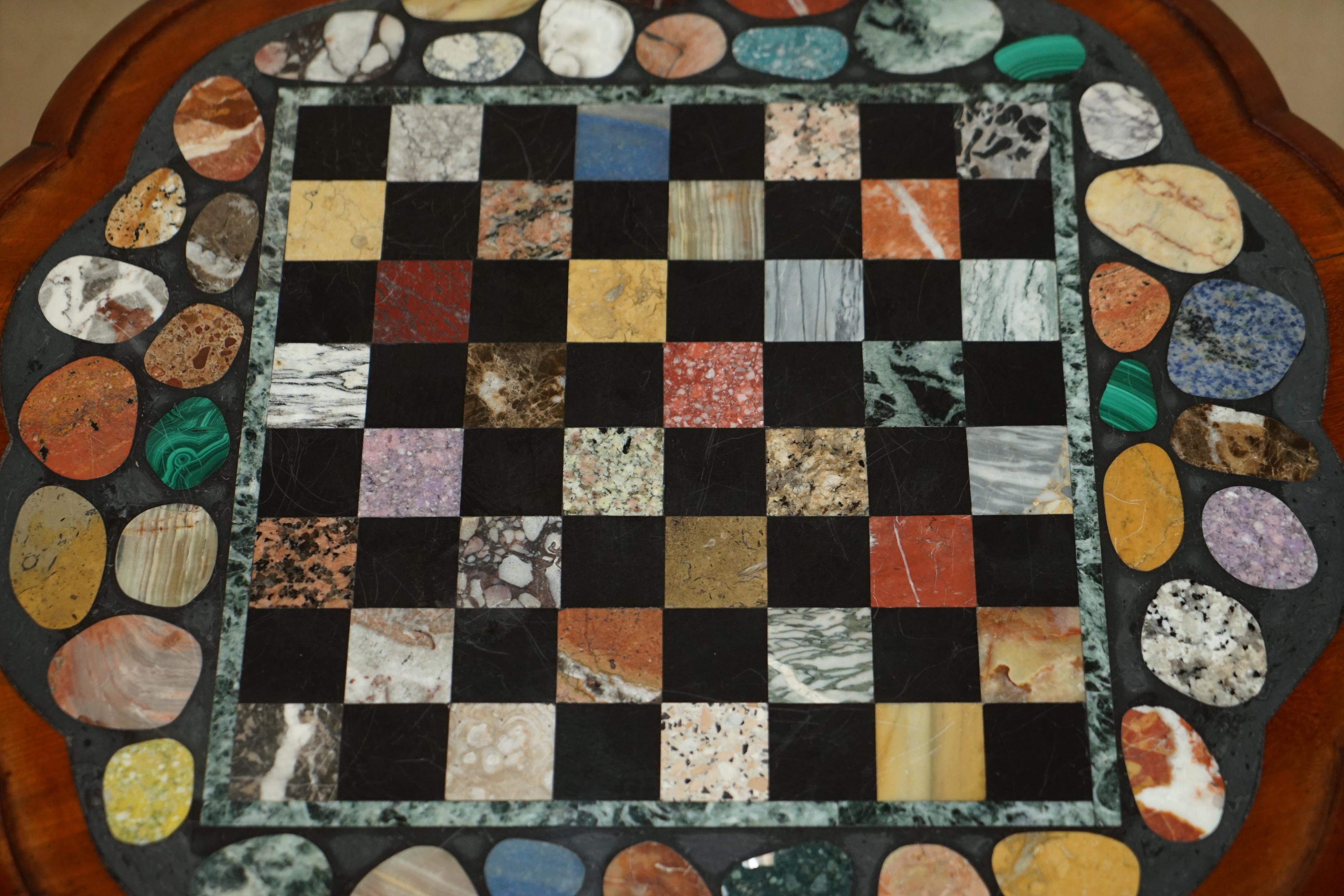 Fine Antique William IV 1830 Pietra Dura Specimen Marble Chess Board Table For Sale 2
