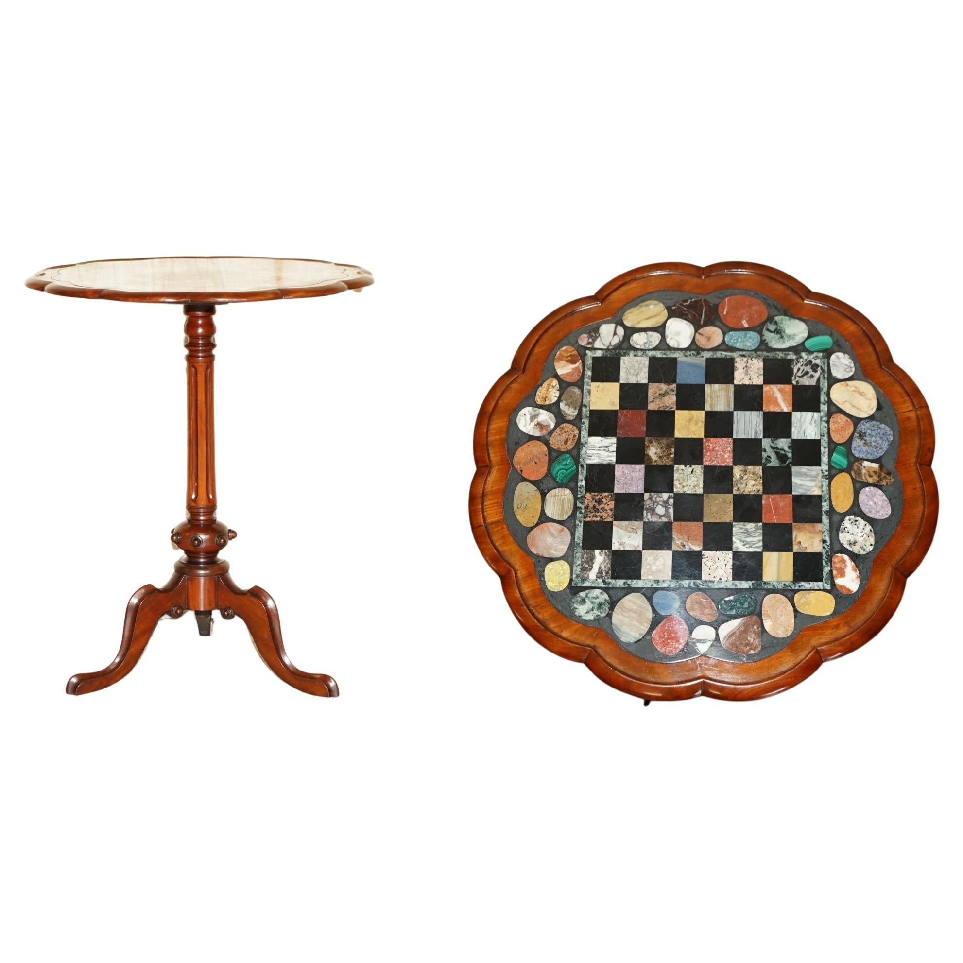 Fine Antique William IV 1830 Pietra Dura Specimen Marble Chess Board Table For Sale