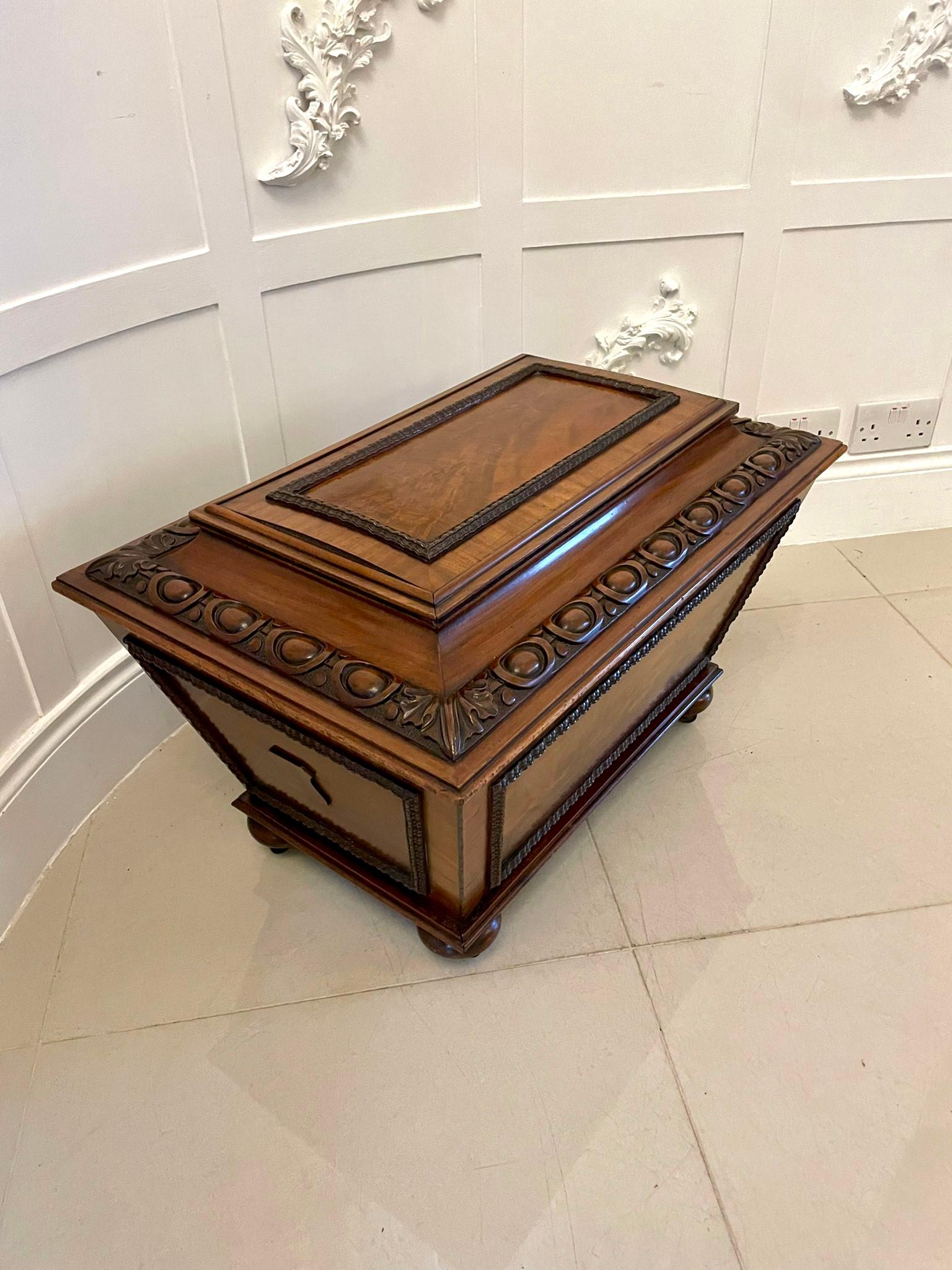 Fine Antique William IV Carved Mahogany Wine Cooler For Sale 4