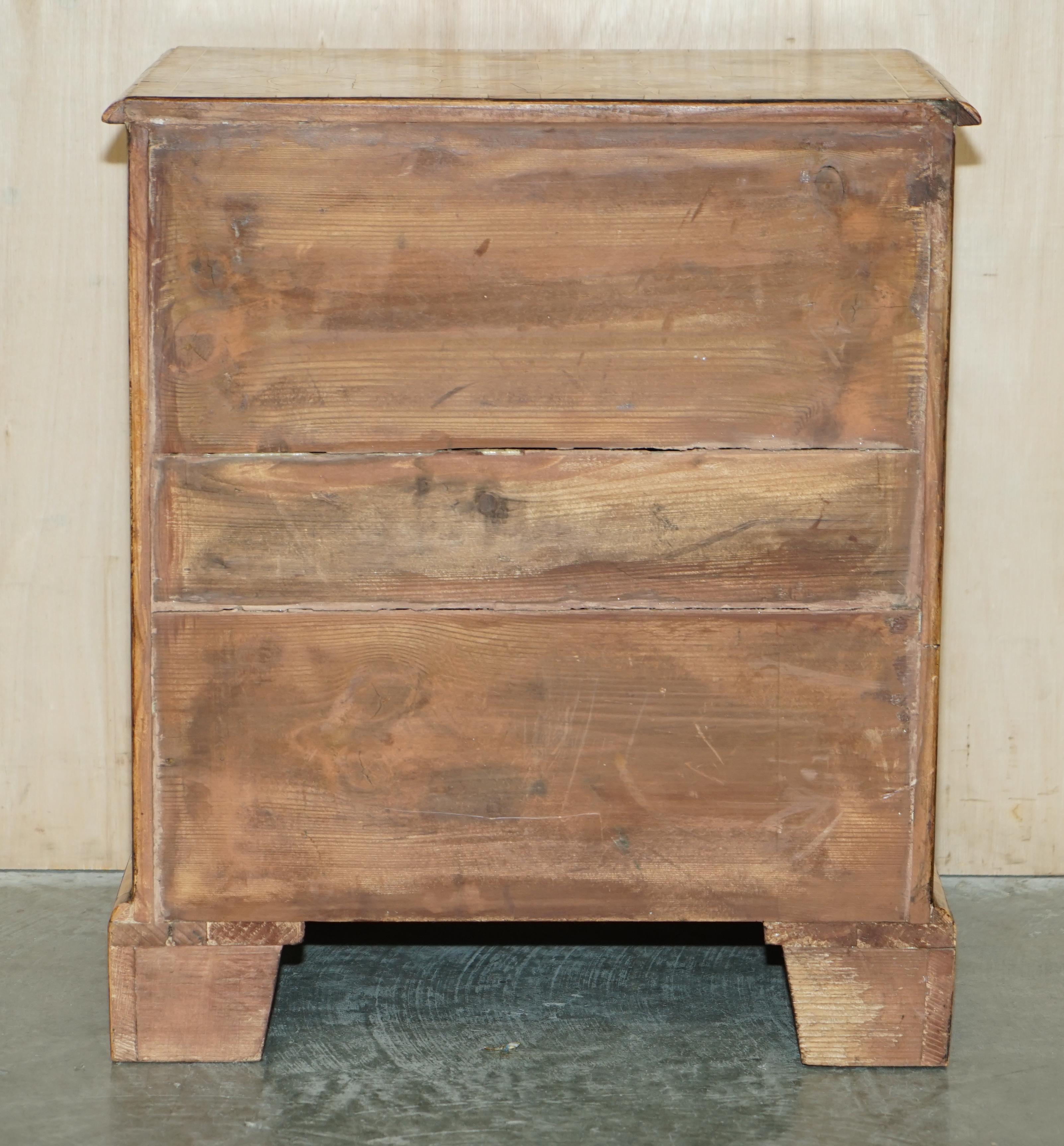 Fine Antique William & Mary Cir 1700 Pine Oyster Laburnum Wood Chest of Drawers For Sale 10