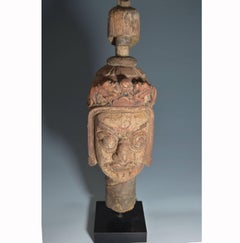 Fine Antique Wood Guardian Figure Head Ming Dynasty