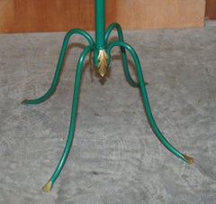 Fine Antique Wrought Iron Green Paint & Gold Leaf Painted Victorian Coat Stand