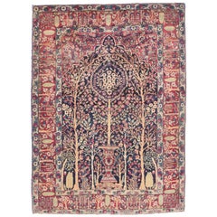 Fine Antique Yazd Persian Rug, Hand Knotted, circa 1890