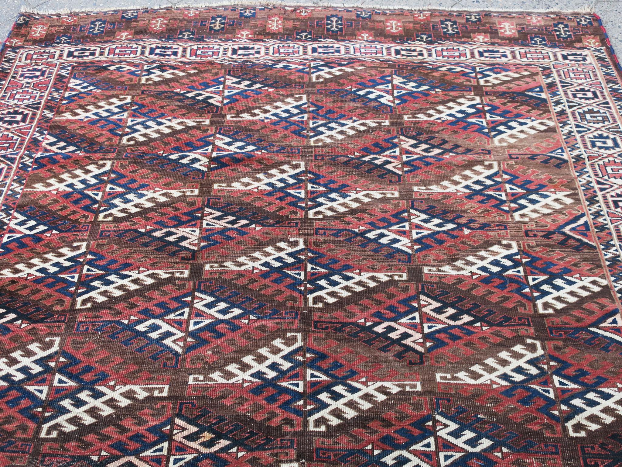 Turkmen Fine Antique Yomud Main Carpet, 1890 For Sale