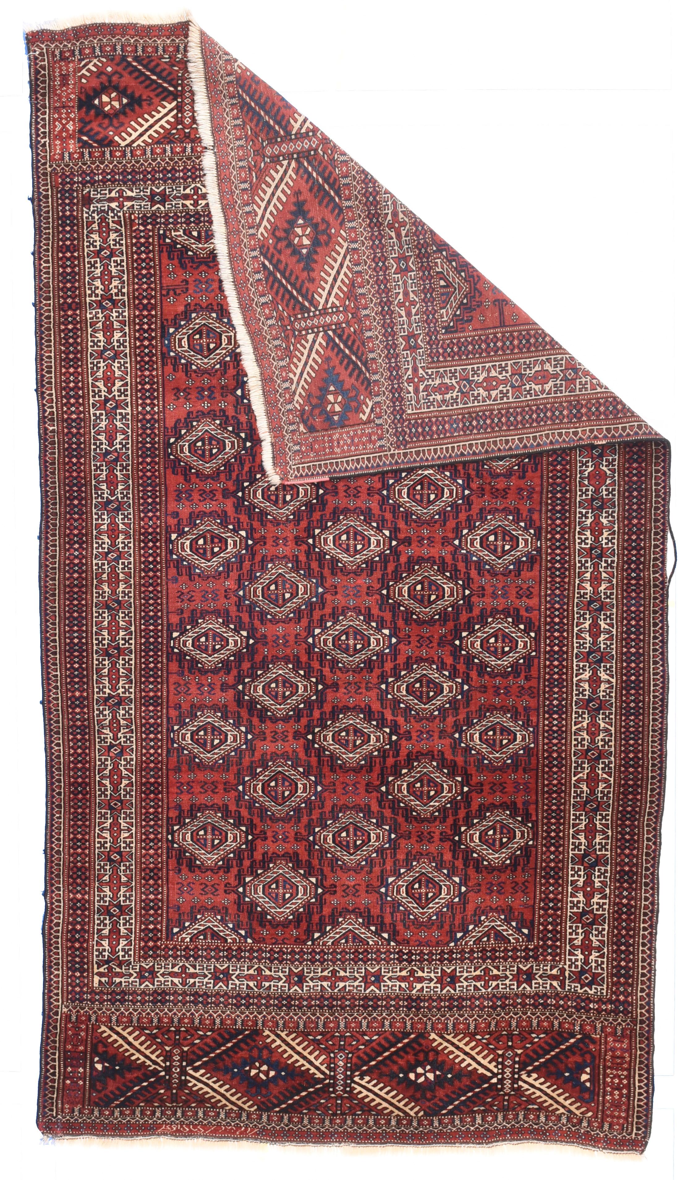 Tribal Fine Antique Yomut 'Yomud' Russain Turkemanstan Rug, Bukhara Design, circa 1890