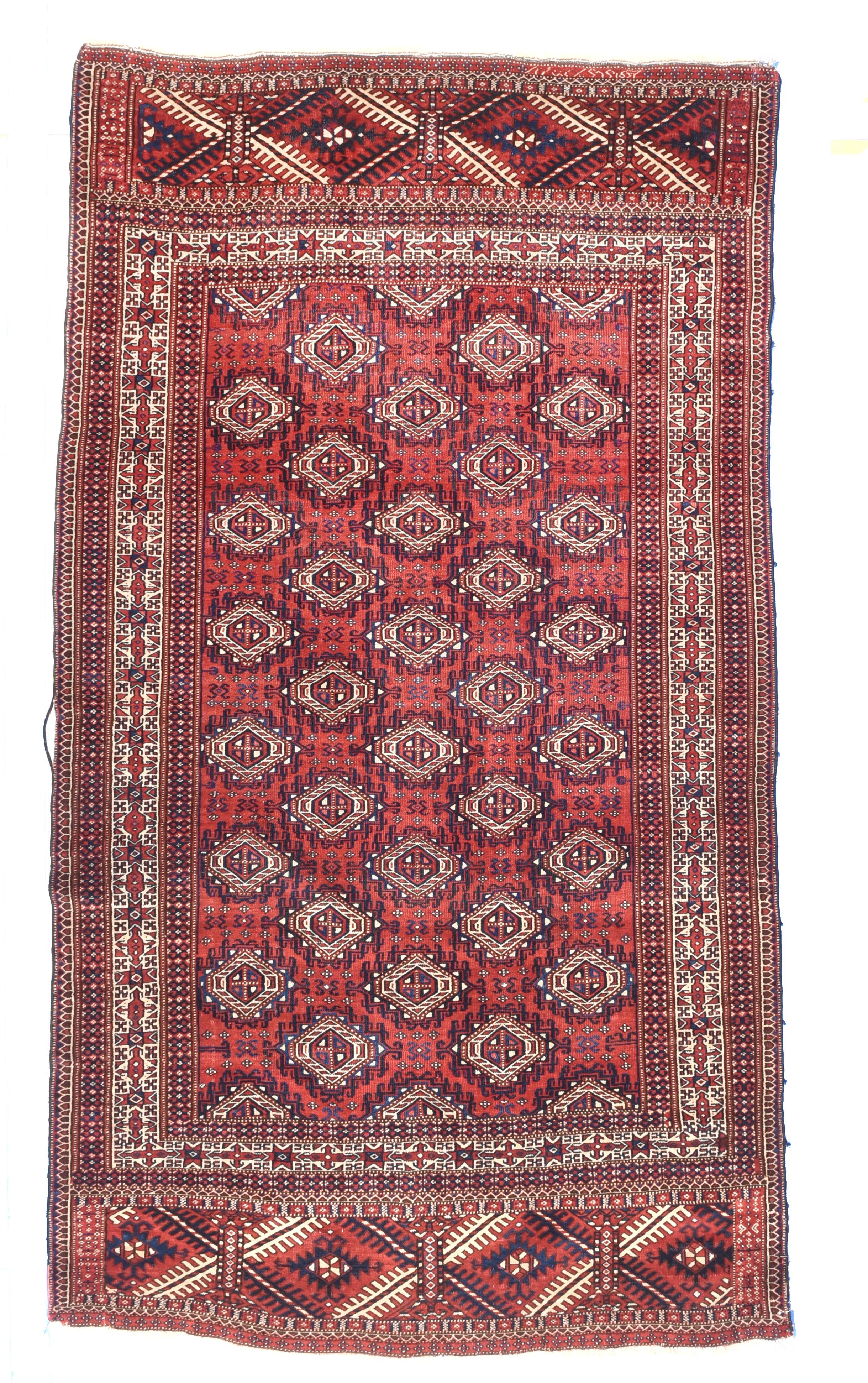 Russian Fine Antique Yomut 'Yomud' Russain Turkemanstan Rug, Bukhara Design, circa 1890