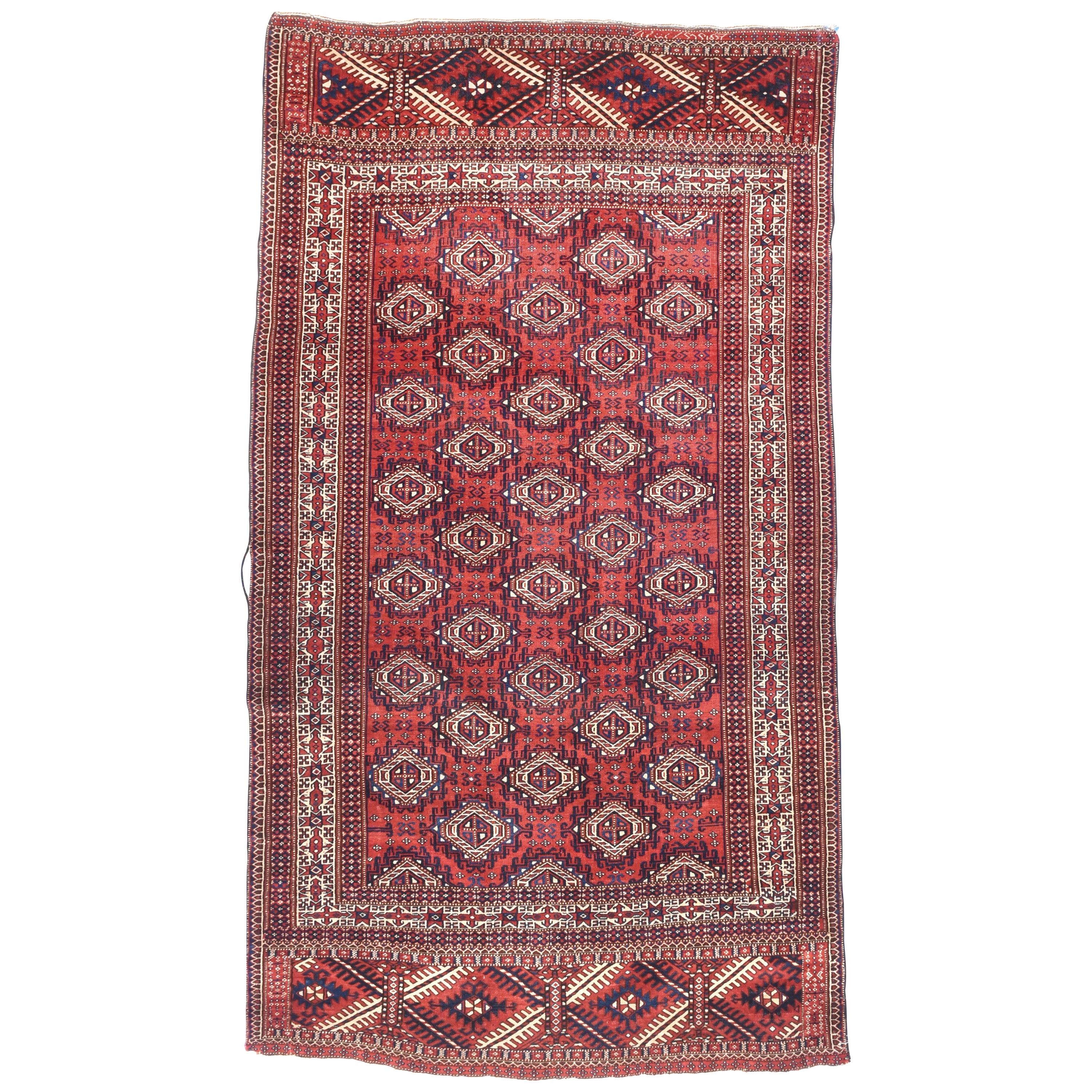 Fine Antique Yomut 'Yomud' Russain Turkemanstan Rug, Bukhara Design, circa 1890