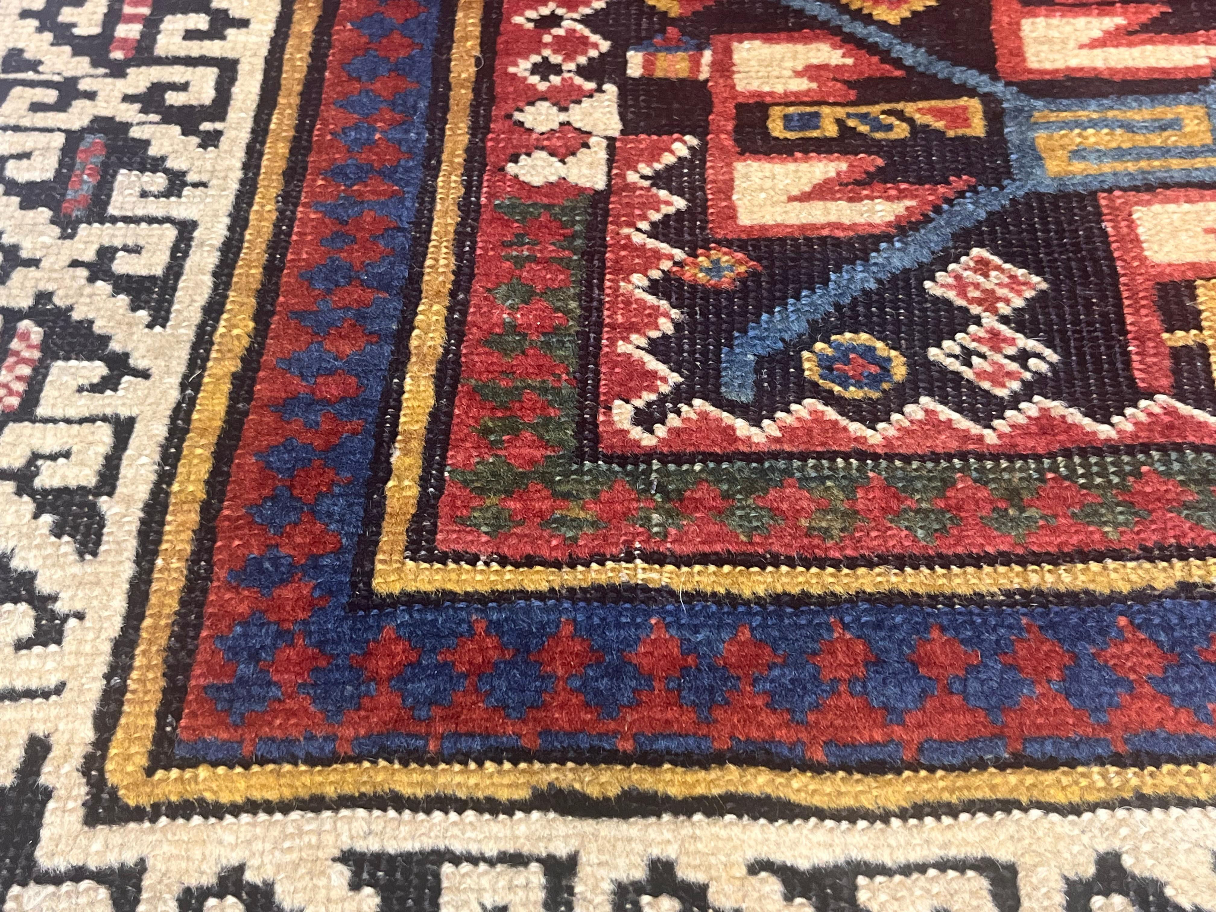 Caucasico Tappeto Zeyhur Sumak antico fine 3'2