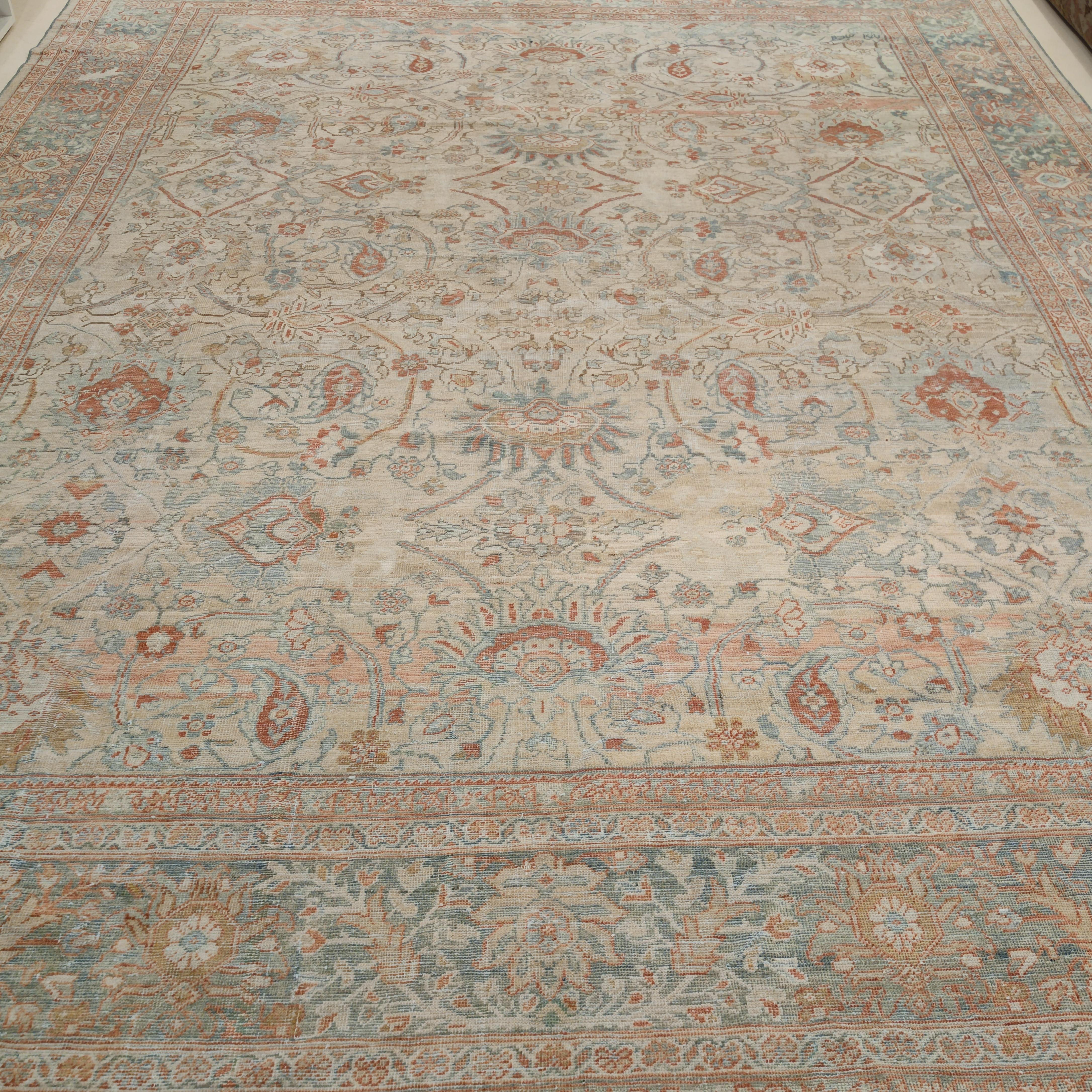 Hand-Knotted Fine Antique Ziegler Sultanabad Rug with Large Scale Scrolling Palmettes For Sale