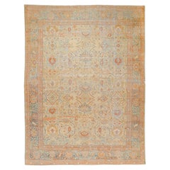 Pregevole tappeto antico Sultanabad Rugs con palmette a scorrimento di grandi dimensioni