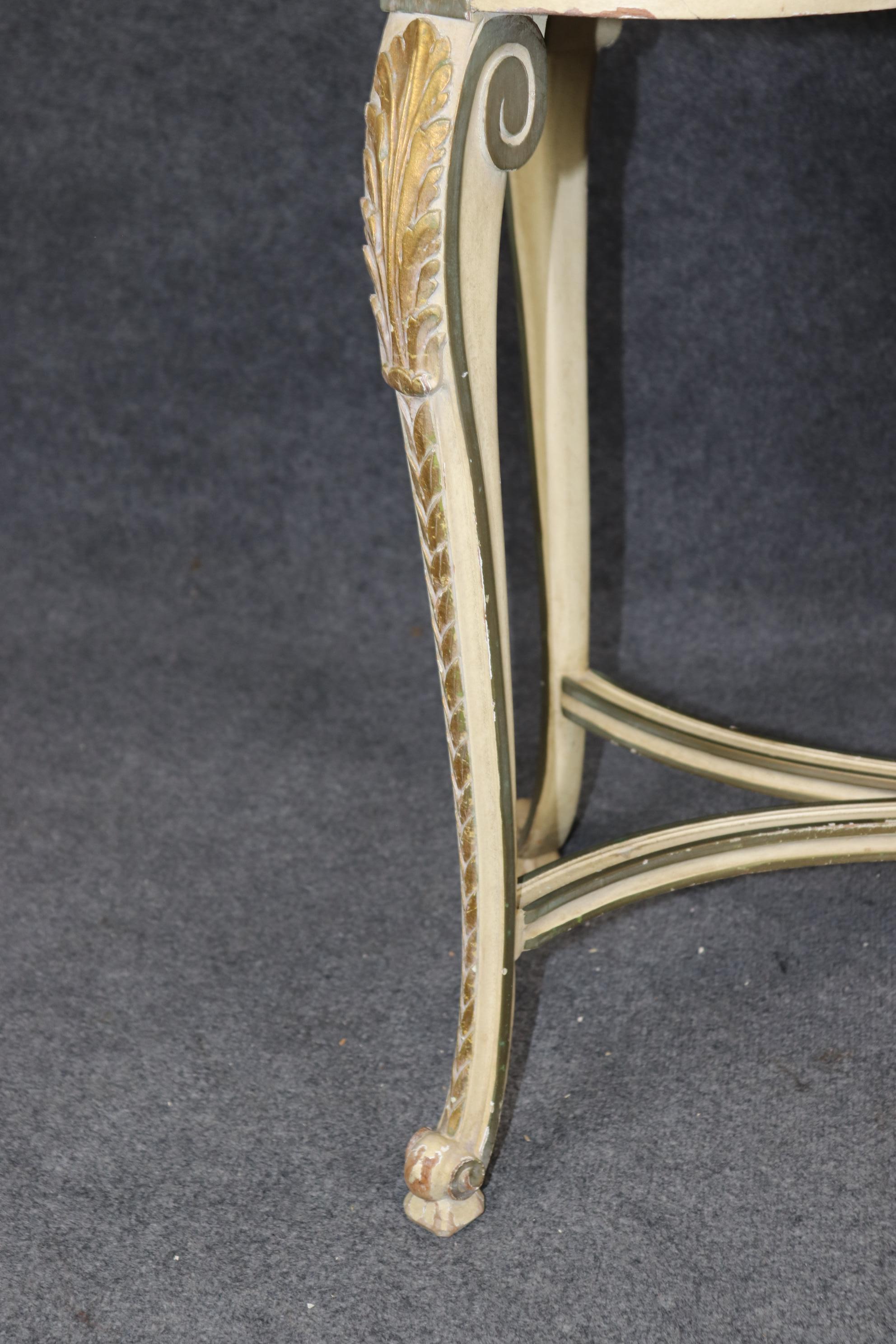 Vanité et tabouret assortis Antuque French Cane Creme Painted Louis ladies XV Vanity and Matching Stool 4