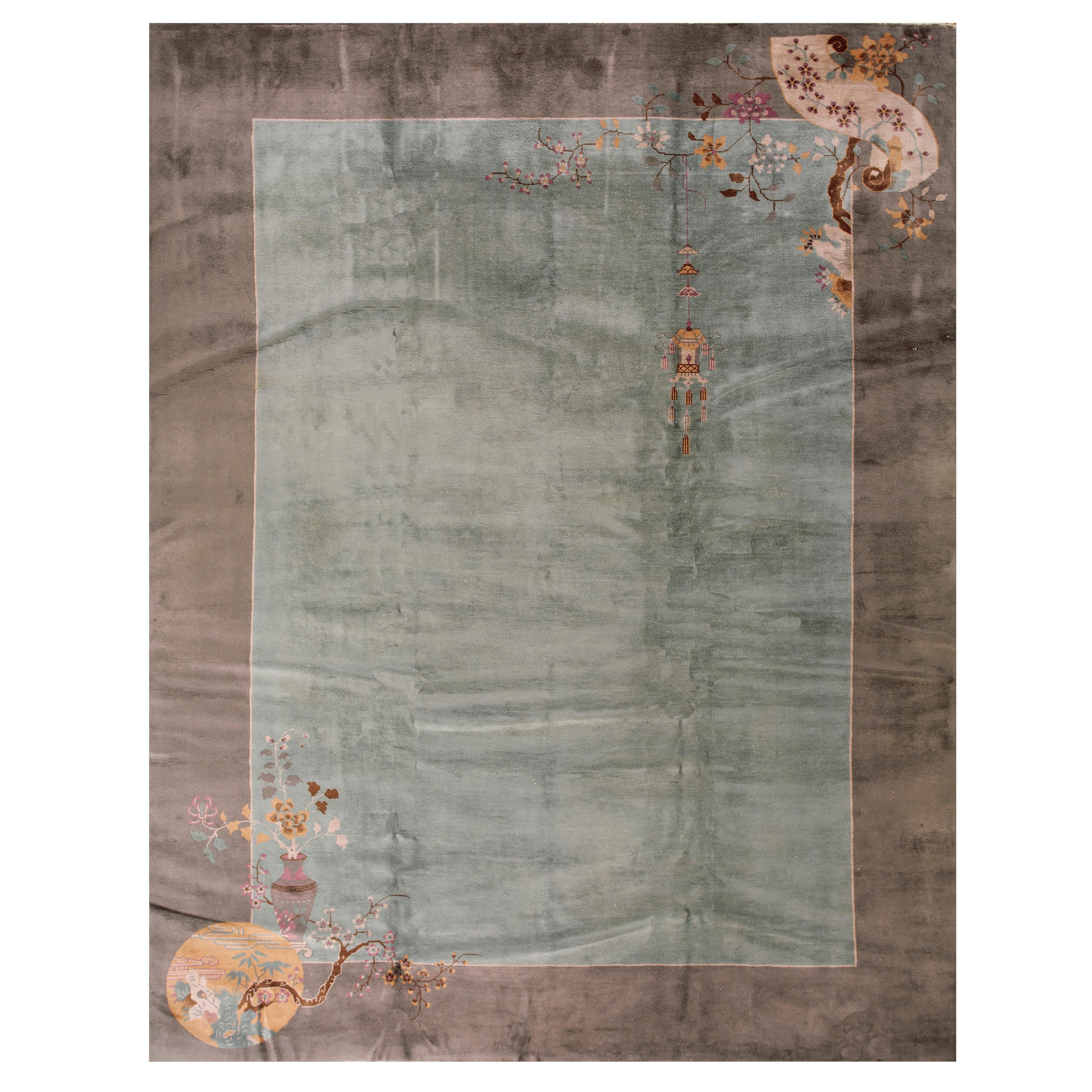 Fine sfondo color acqua con graziosi pezzi di ornamento cinese Tappeto d
arte antica