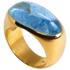 Leyser 18k Rose Gold Aquamarine Cabochon Ring