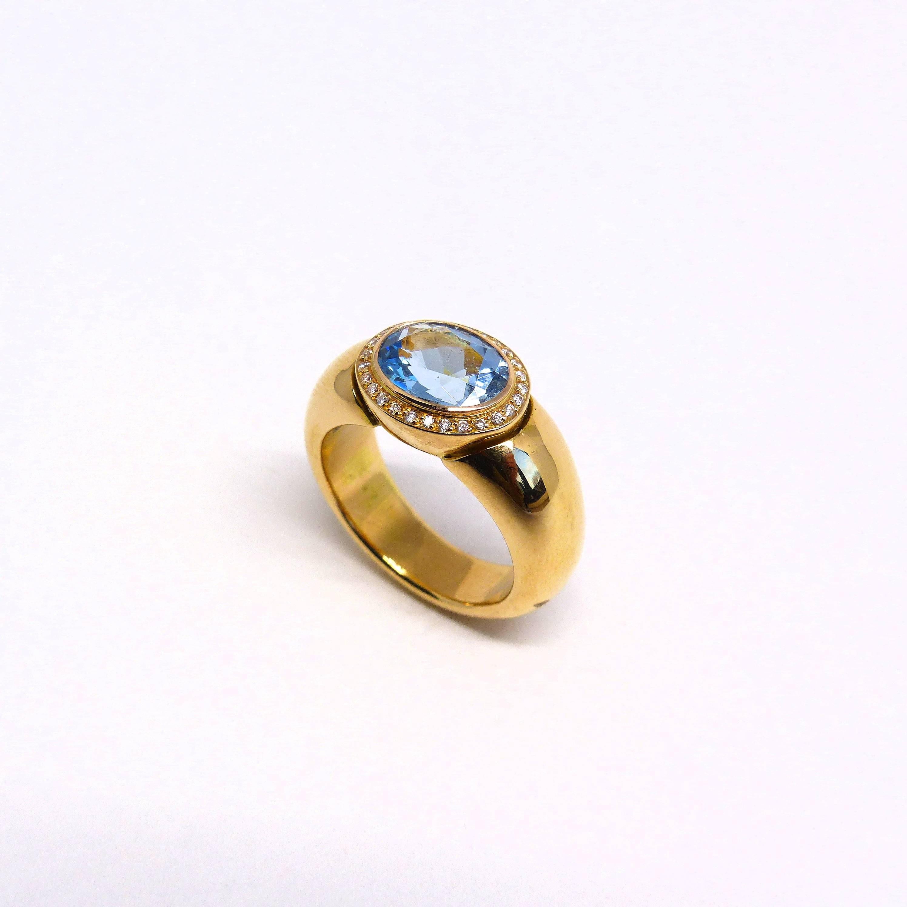 aquamarine 18k gold ring