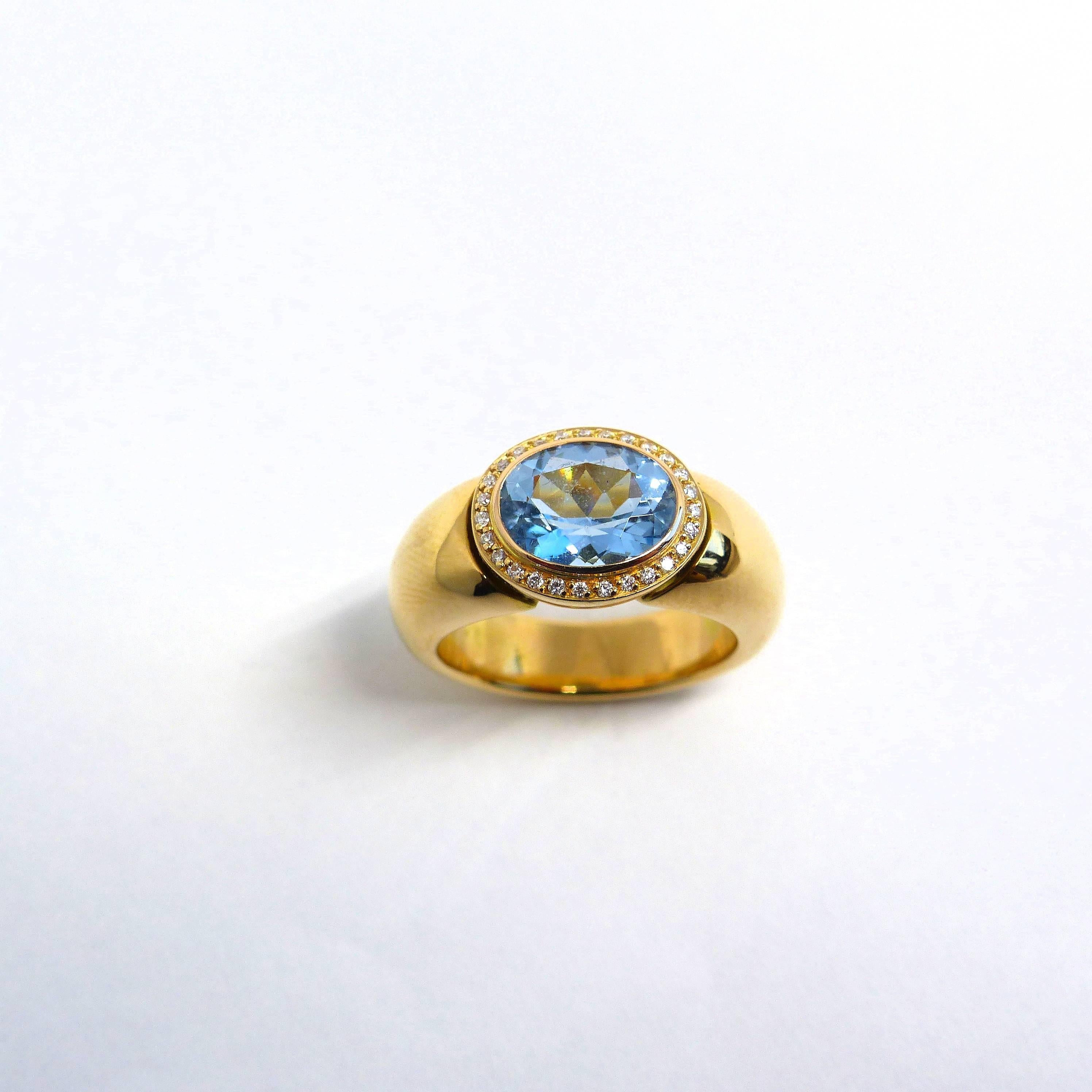 aquamarine 18k gold ring