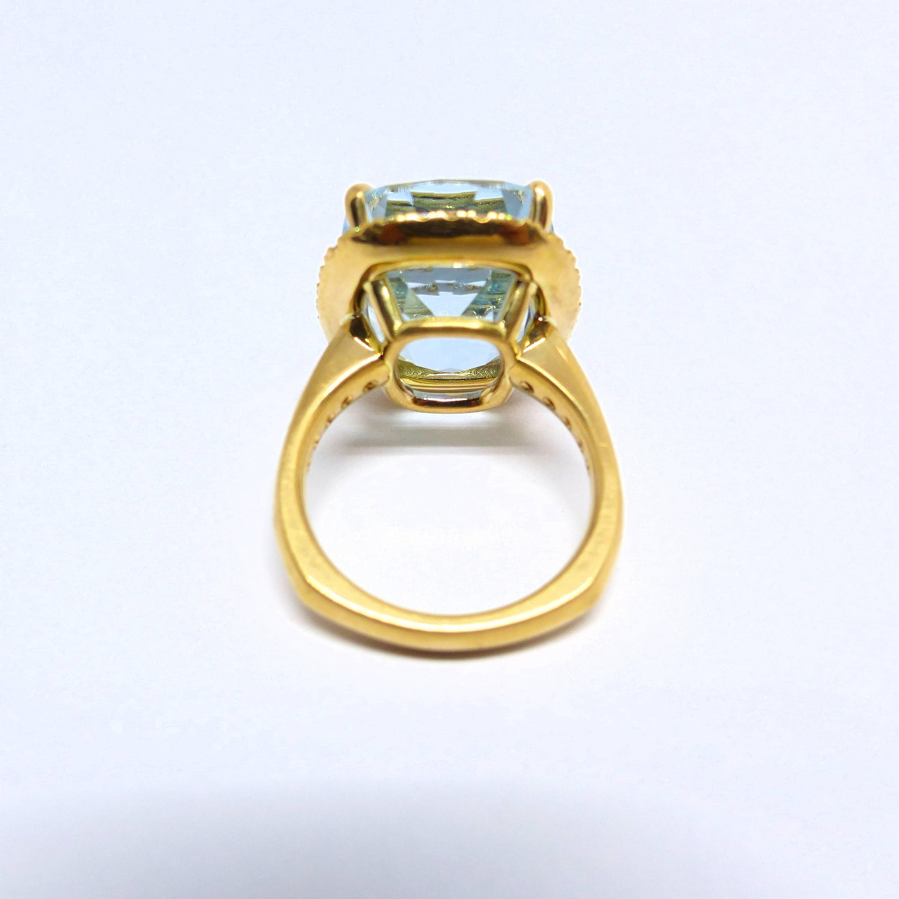 LEYSER 18k Rose Gold Aquamarine Diamond Ring  In New Condition For Sale In Idar-Oberstein, DE