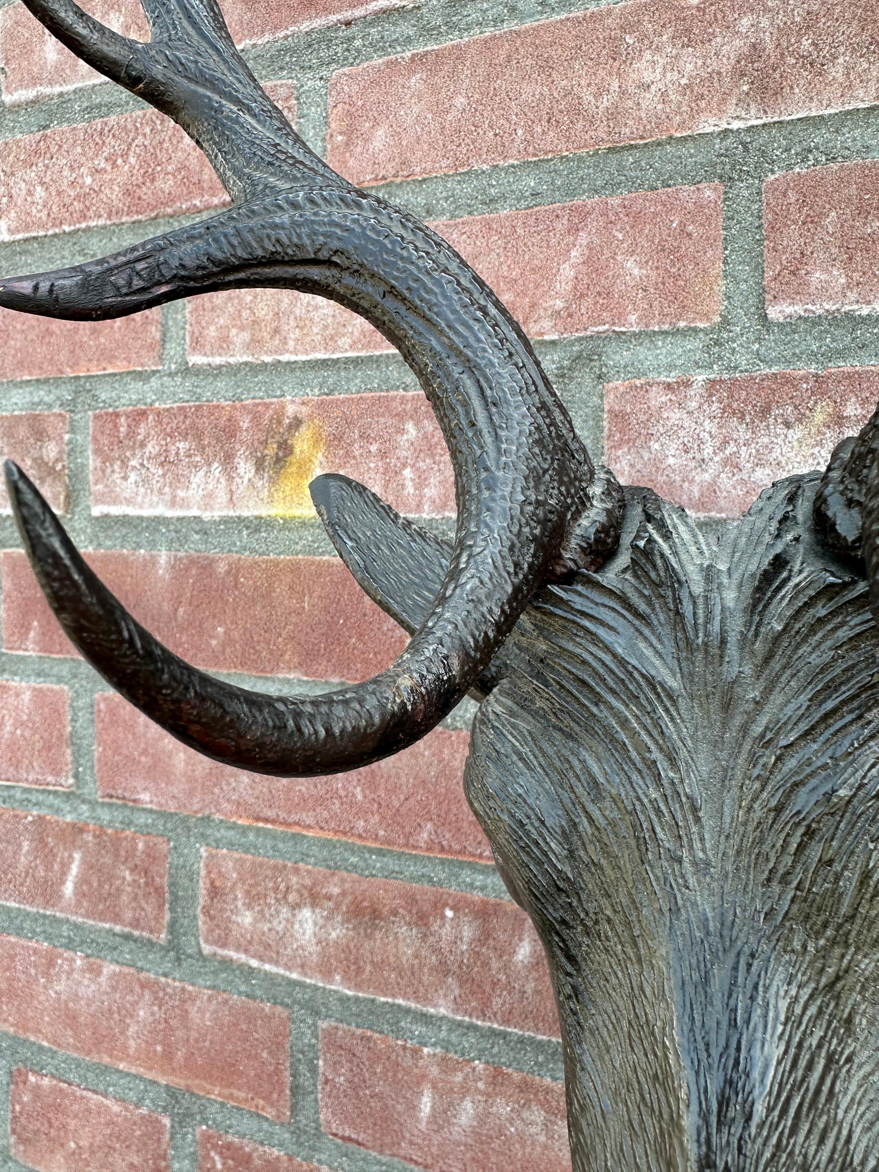 Escultura de pared de madera antigua tallada a mano con forma de trofeo de ciervo de la Selva Negra en venta 3