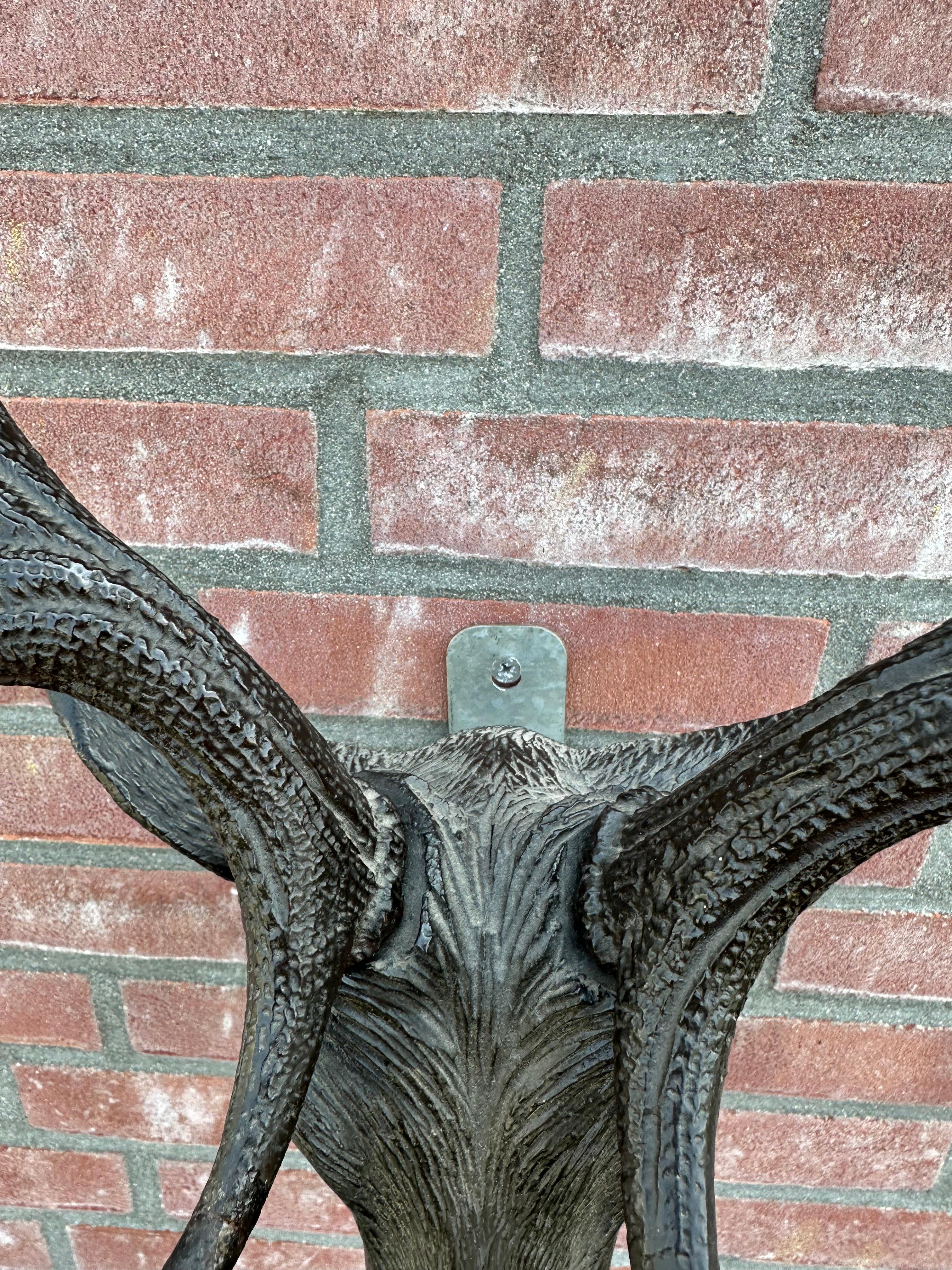 Escultura de pared de madera antigua tallada a mano con forma de trofeo de ciervo de la Selva Negra en venta 4
