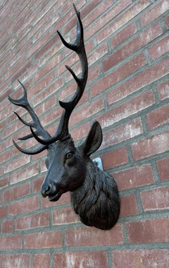 Arte Antiques Sculpture murale en bois sculpté à la main, ressemblant à un trophée de cerf de la Black Forest