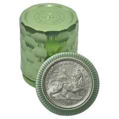 Fine Art Container with Ethiopian 50 Matonas Coin in Spring Green