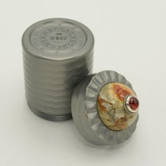 Gunmetal Gray Sterling Silver Vessel with Jasper & Garnet