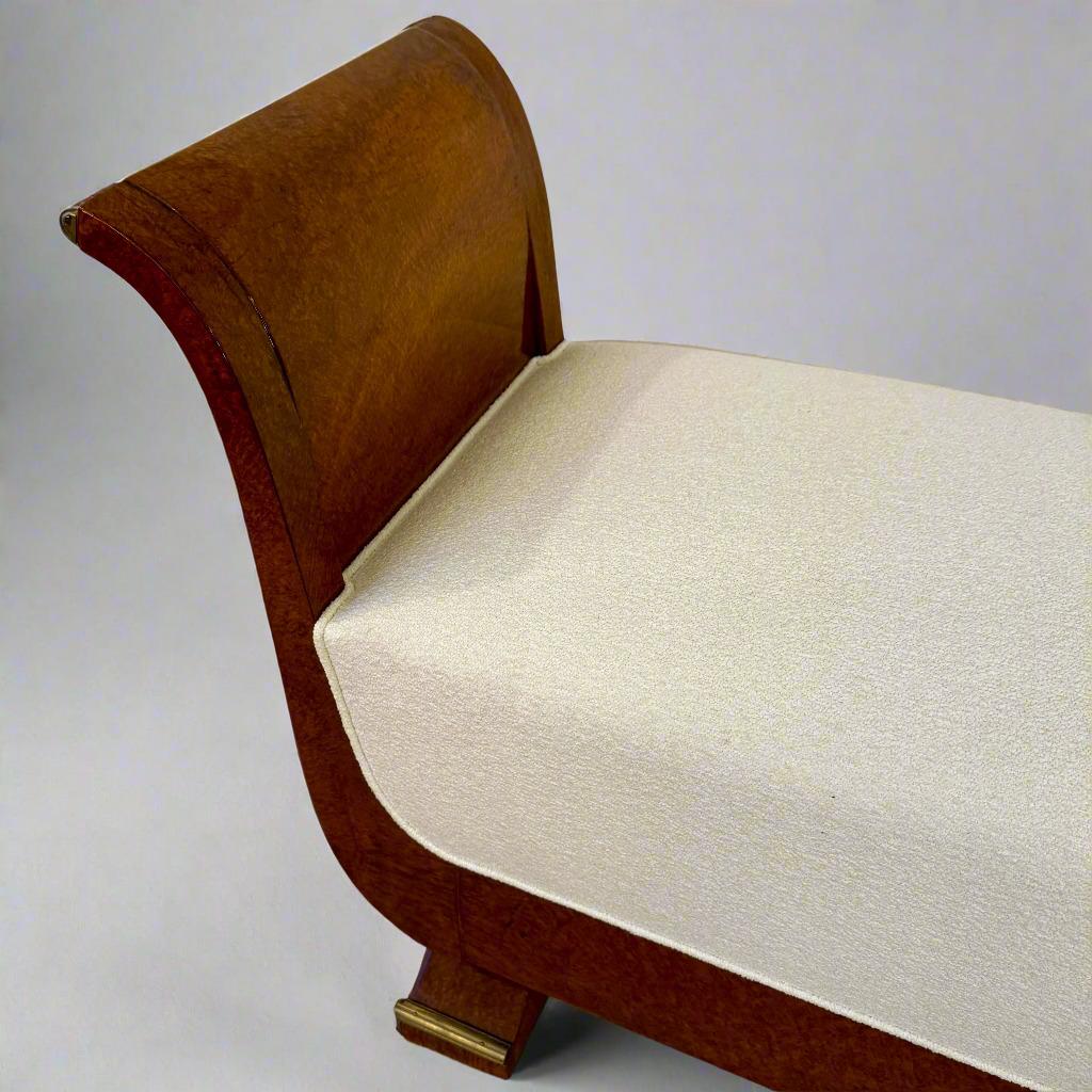Banc Art Déco en Amboyna avec détails en bronze patiné, France en vente 1
