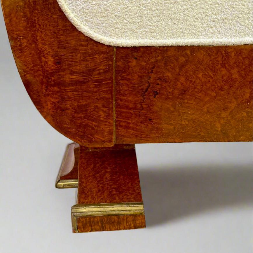 Banc Art Déco en Amboyna avec détails en bronze patiné, France en vente 2
