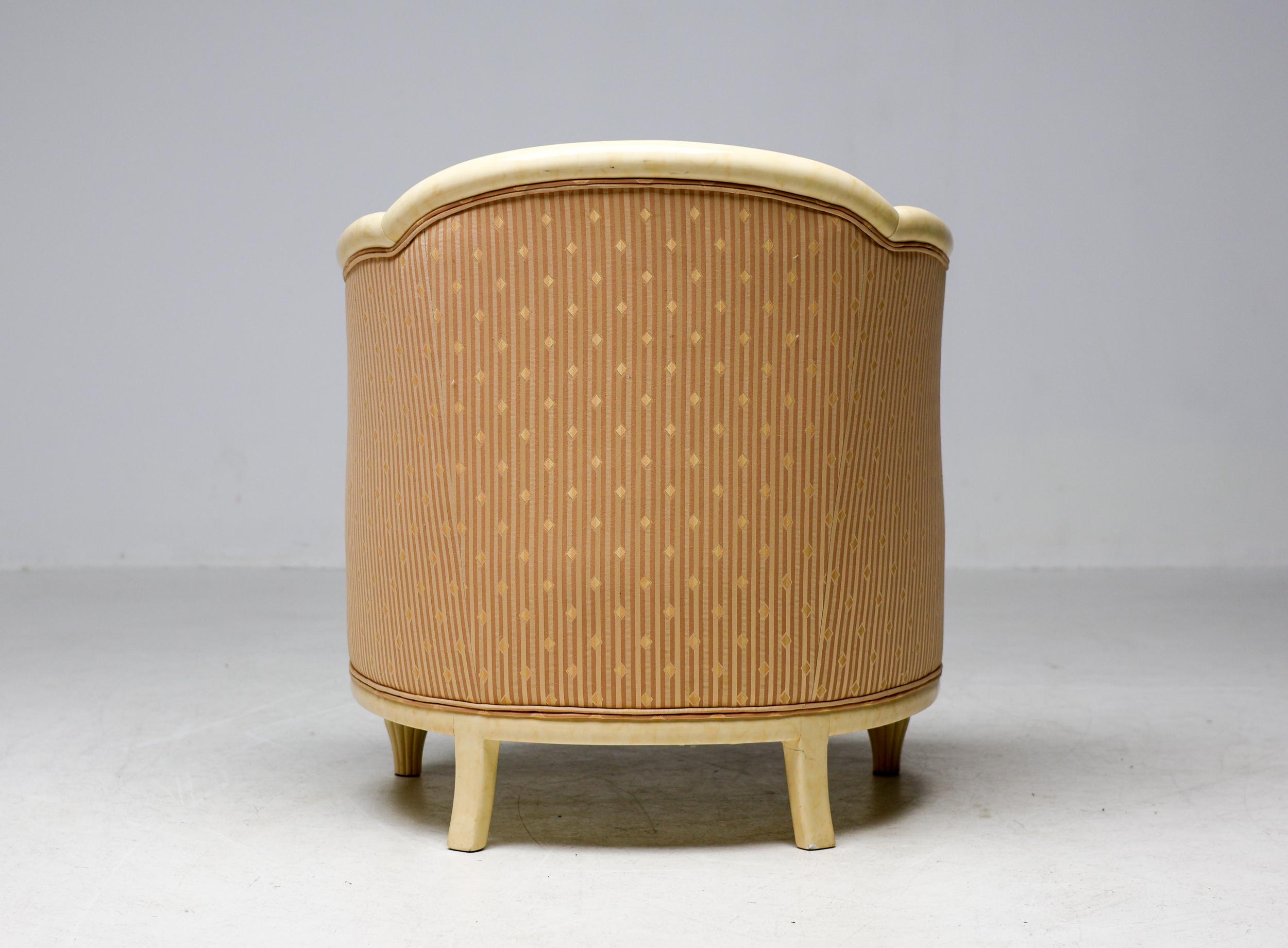 Fine Art Deco Bergère Club Chair Hollywood Recency Style Damask For Sale 4