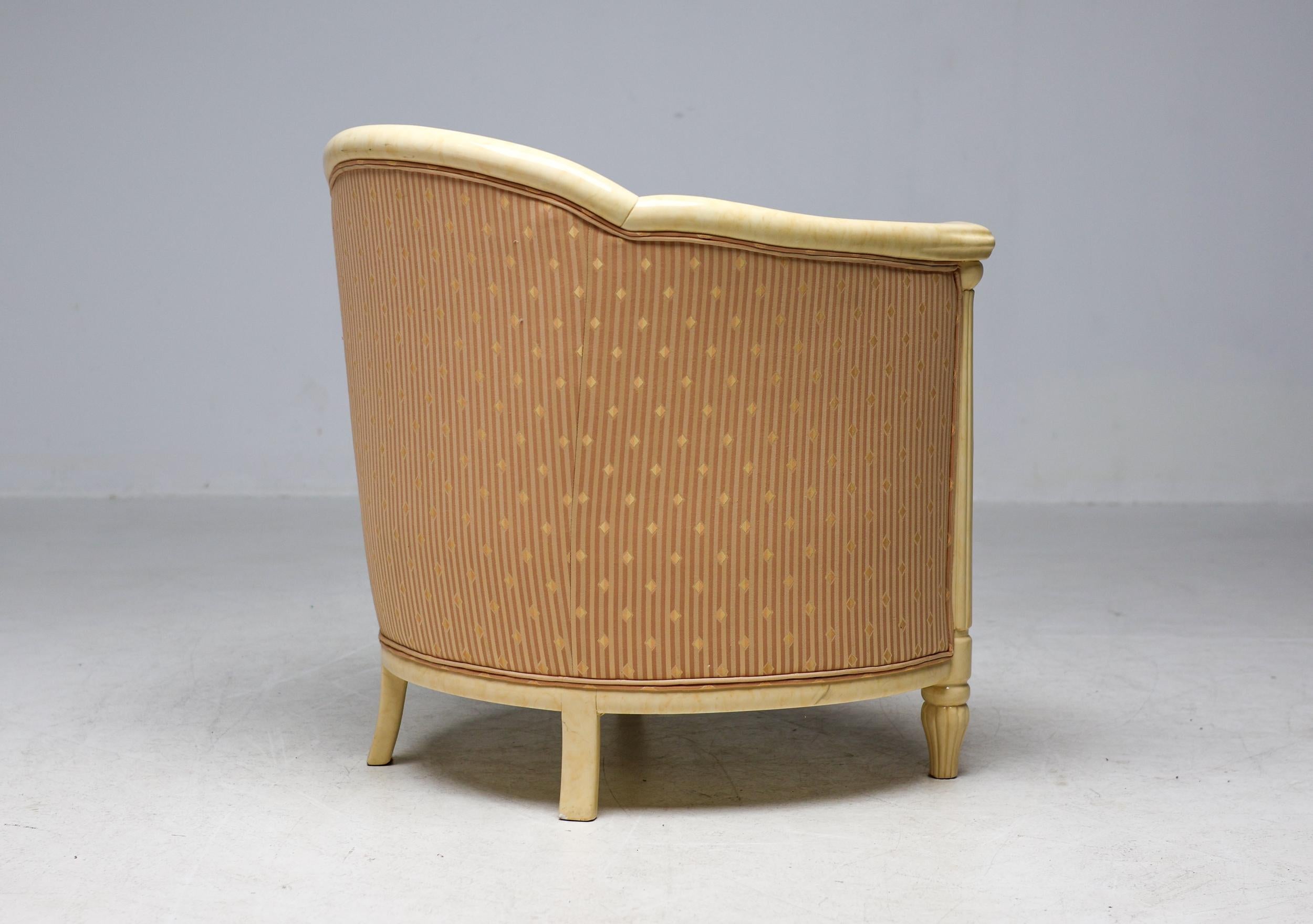 Fine Art Deco Bergère Club Chair Hollywood Recency Style Damask For Sale 6