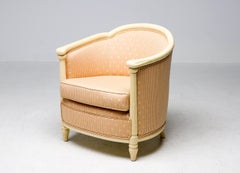 Fine Art Deco Bergère Club Chair Hollywood Recency Style Damask