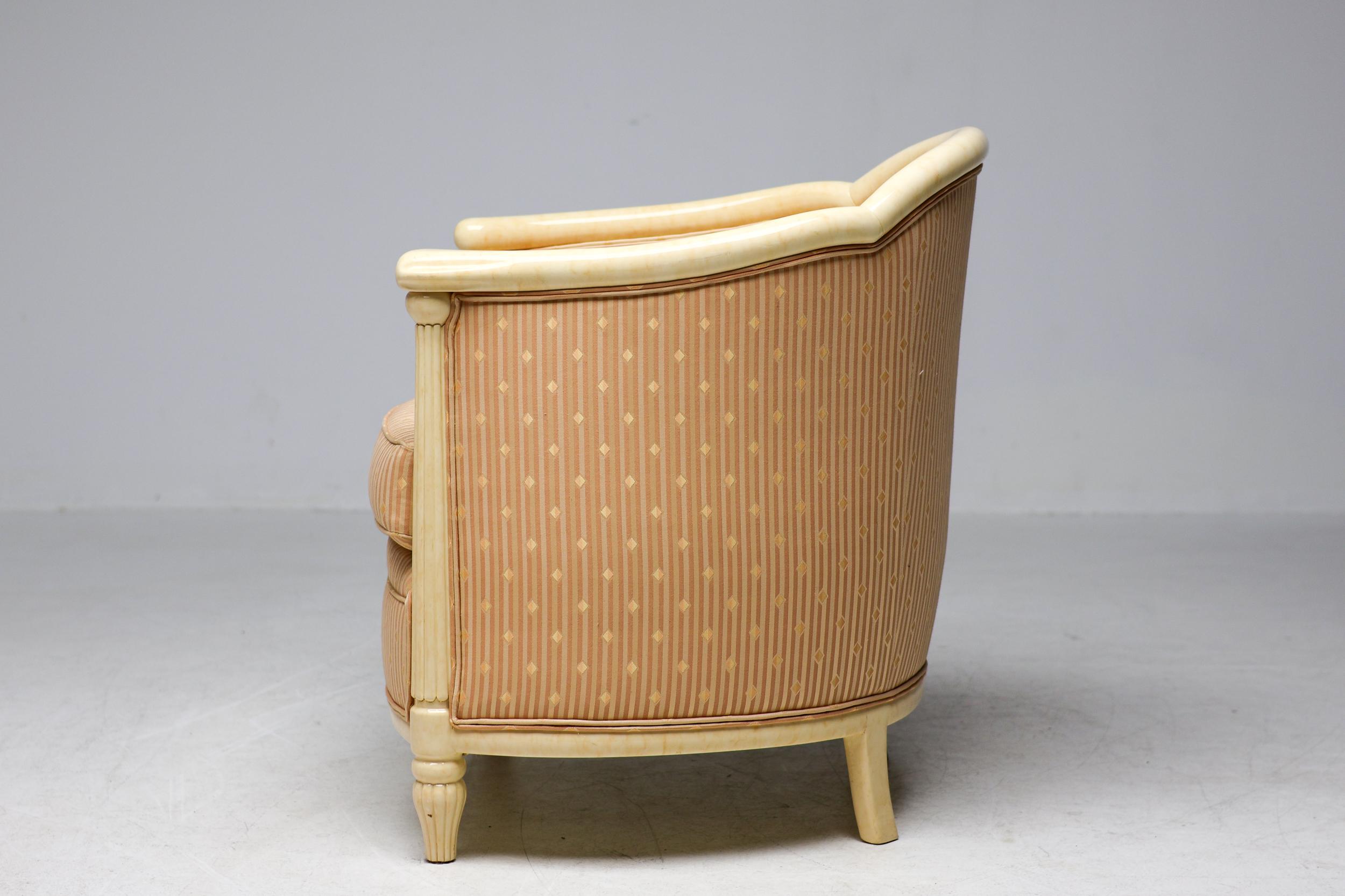 Fine Art Deco Bergère Club Chair Hollywood Recency Style Damask For Sale 1