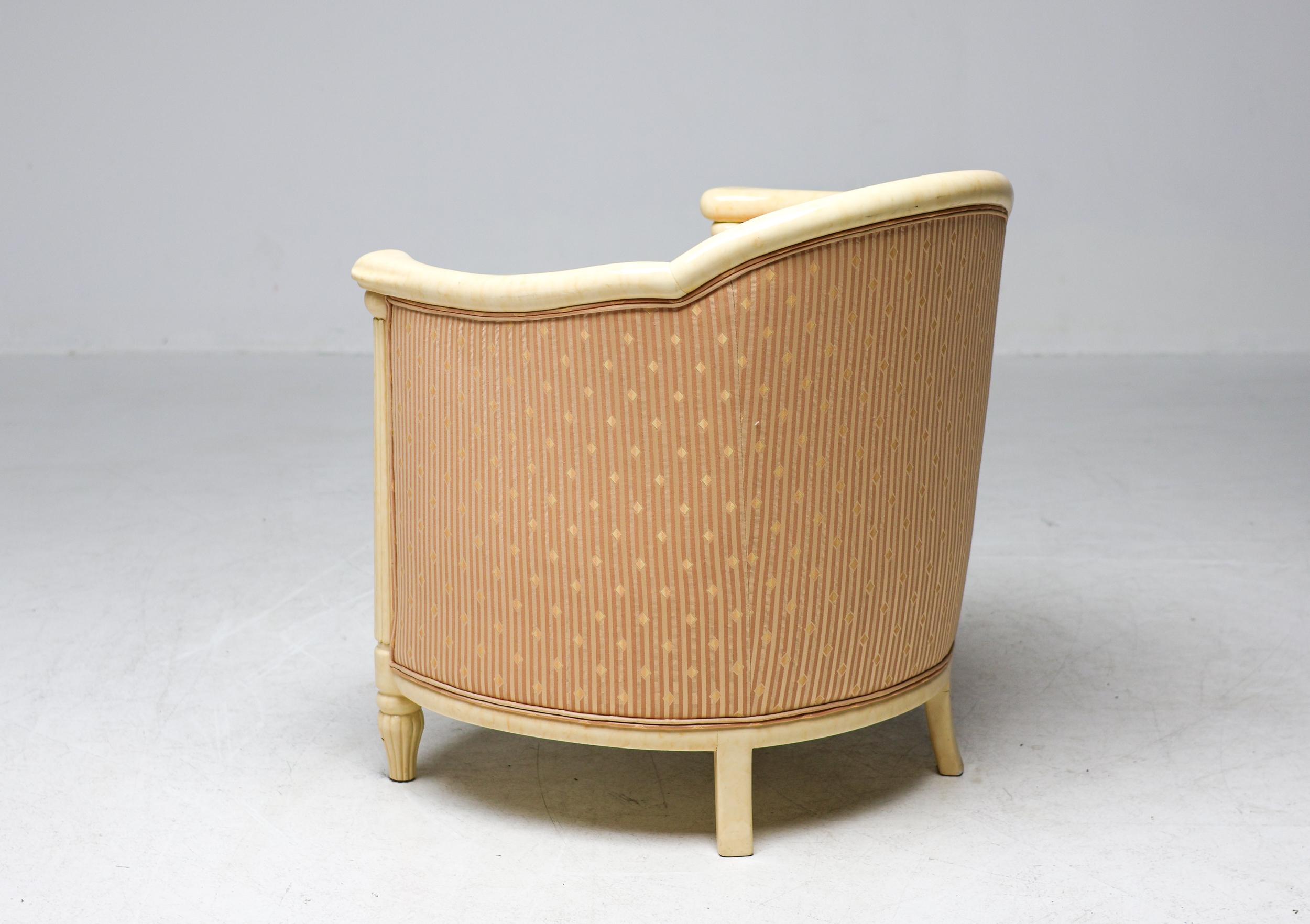 Fine Art Deco Bergère Club Chair Hollywood Recency Style Damask For Sale 2