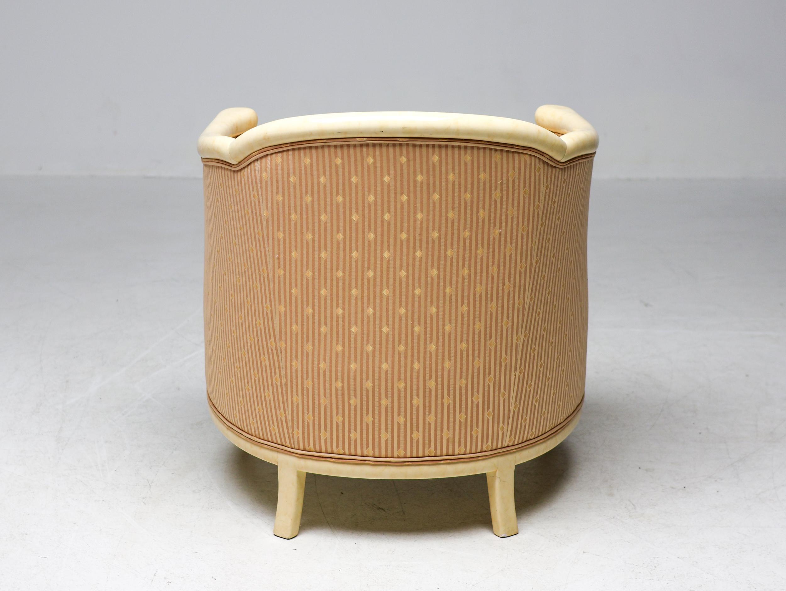 Fine Art Deco Bergère Club Chair Hollywood Recency Style Damask For Sale 3