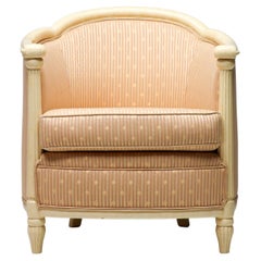 Feine Art Deco Bergère Club Stuhl Hollywood Recency Stil Damast