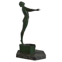 Fine Art Deco Bronze Nude on Shaped Marble Base
