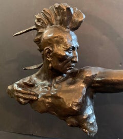 Fine Art Deco Bronze Sculpture Indian Native American Archer Bruno Zach Vienna