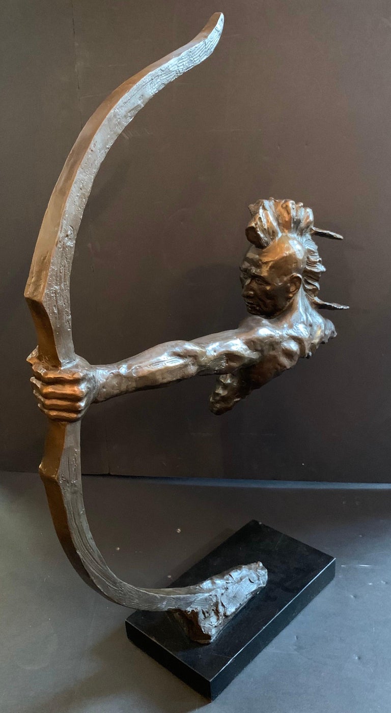 Fine Art Deco Bronze Sculpture Indian Native American Archer Bruno Zach