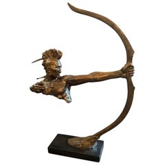 Antique Fine Art Deco Bronze Sculpture Indian Native American Archer Bruno Zach Vienna