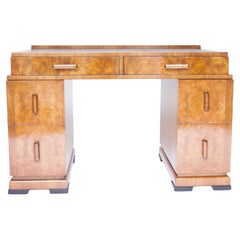 Fine Art Deco Burr Walnut 6 Drawer desk circa 1930s