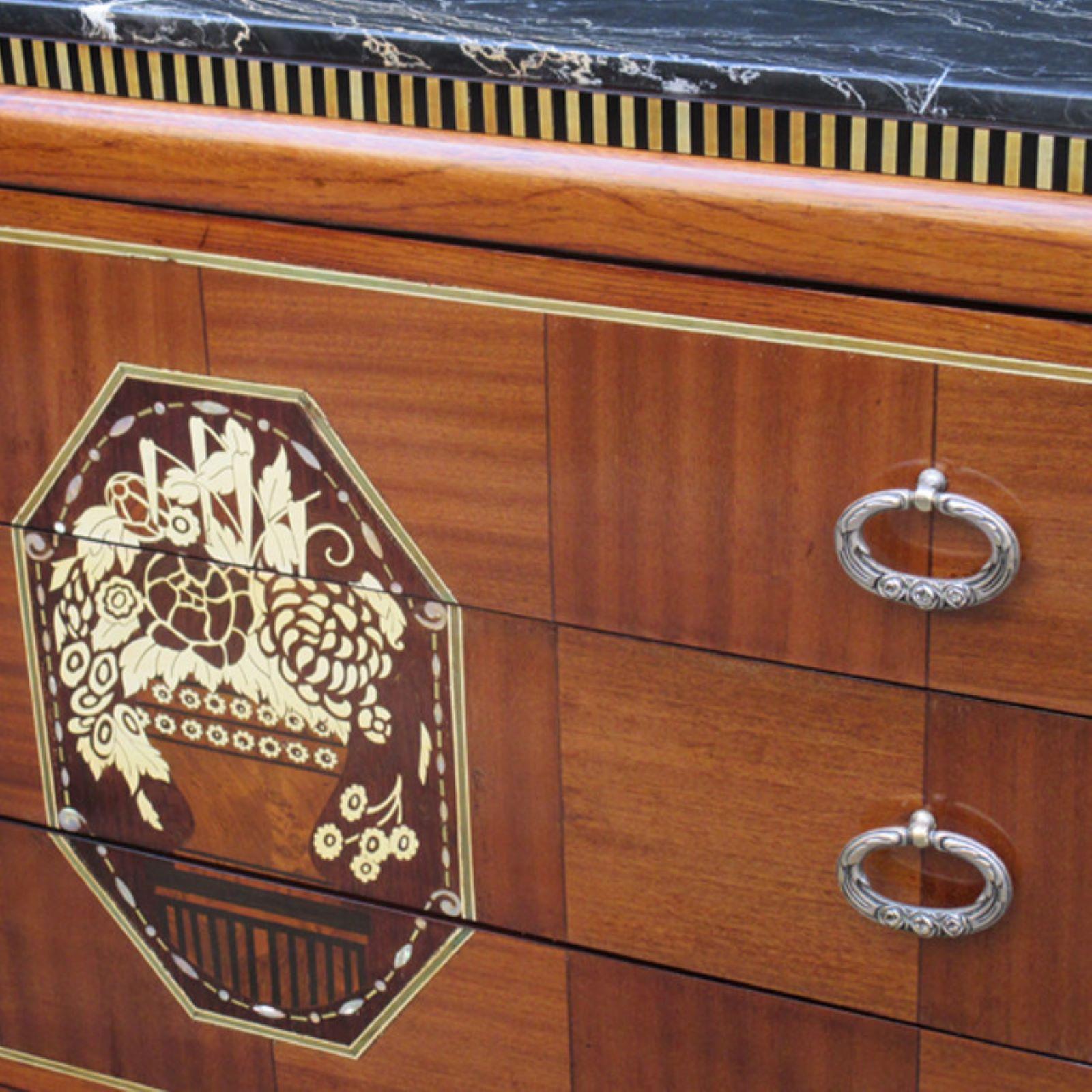 Marqueterie Cassettiera Art Deco di DIM in vendita