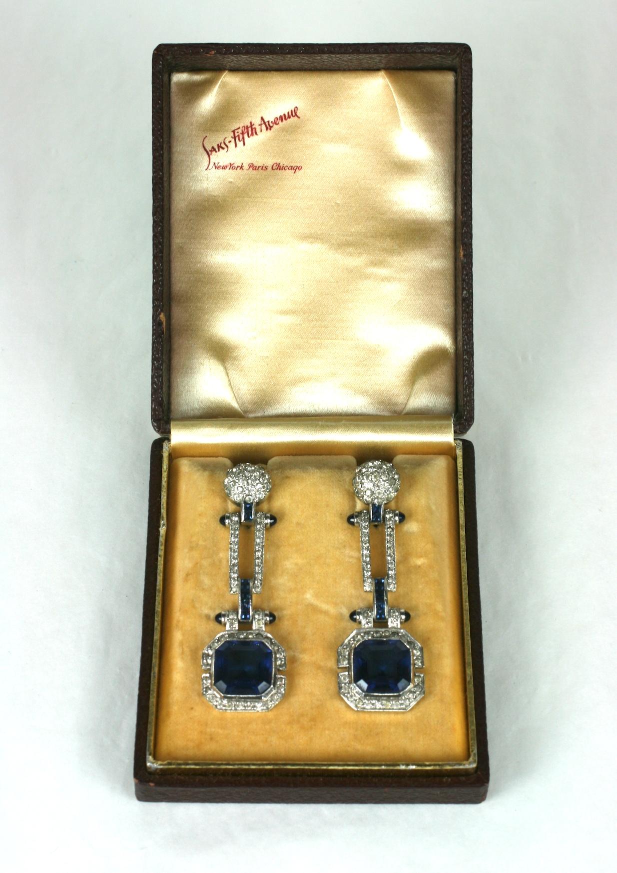 Fine Art Deco Earrings, Retailed by Saks Fifth Ave. NY For Sale 2