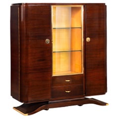 Vintage Fine Art Deco Macassar Ebony Vitrine Display Cabinet by Gouffé ca. 1930