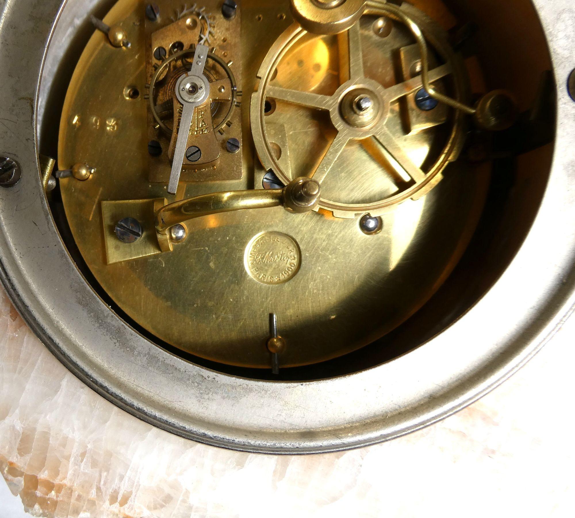 Fine Art Deco Marble Mantel Clock For Sale 6