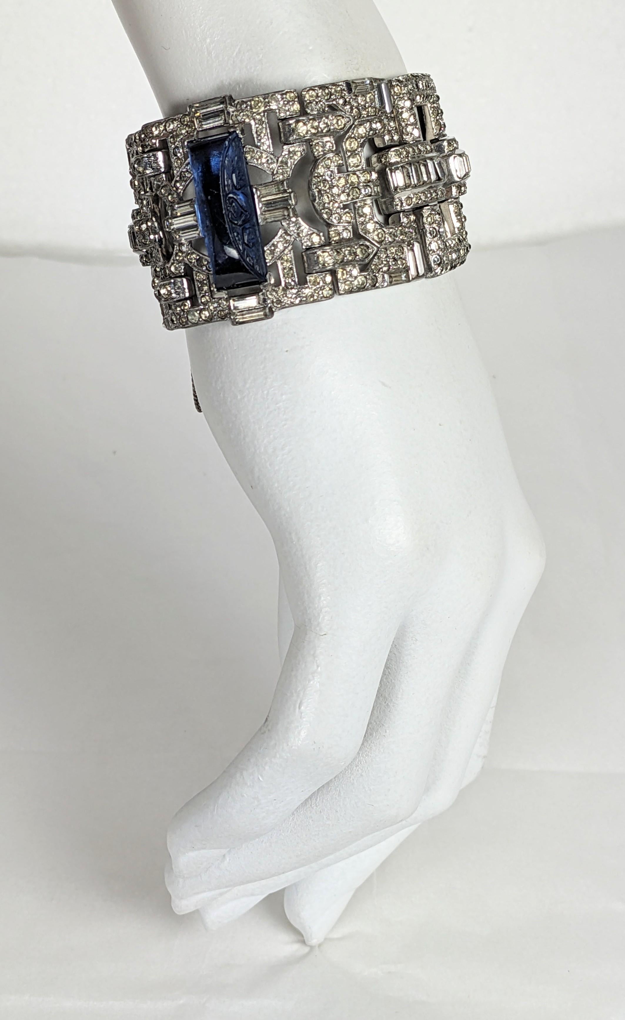 Fine Art Deco Pave and Molded Glass Bracelet For Sale 7