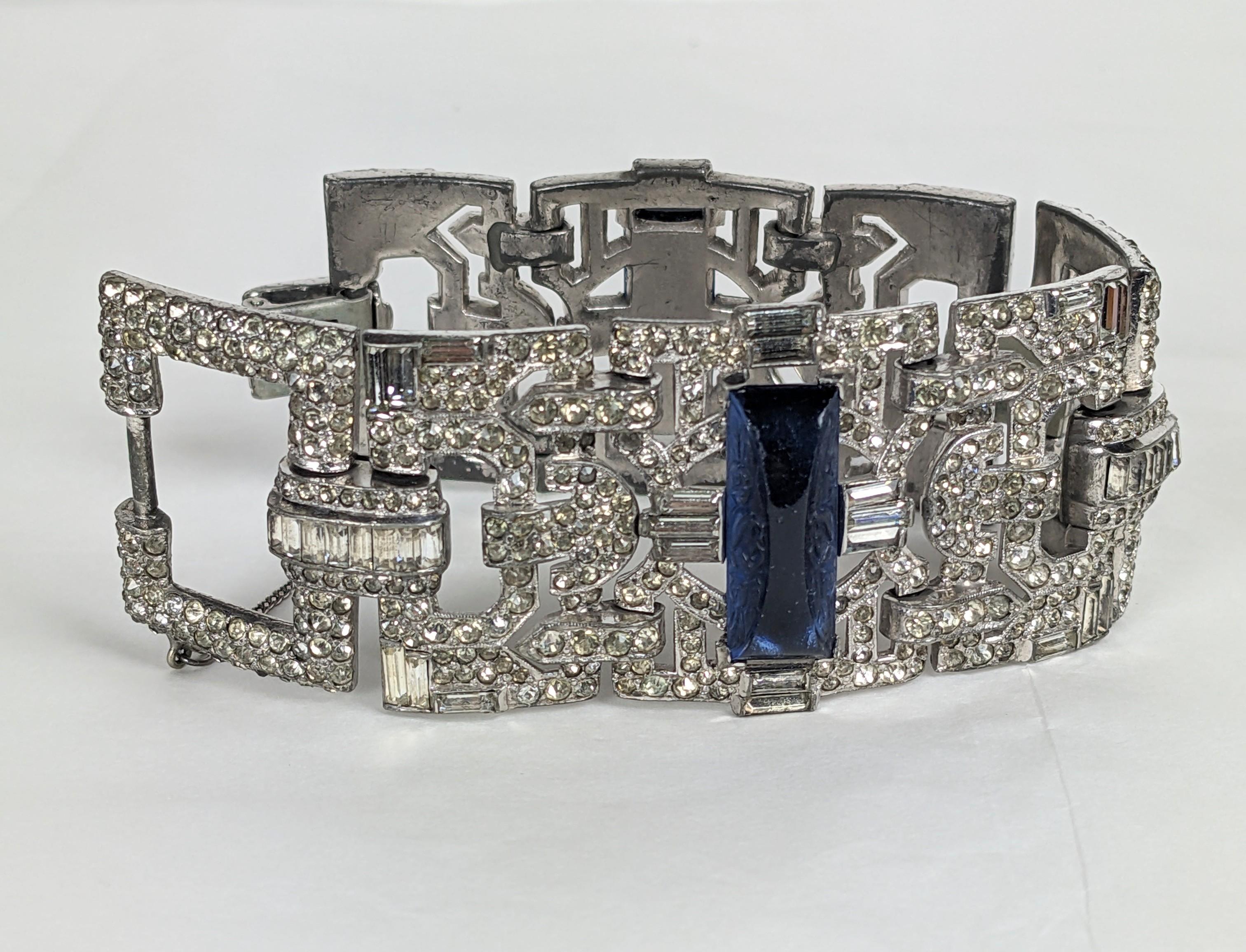 Fine Art Deco Pave and Molded Glass Bracelet For Sale 3