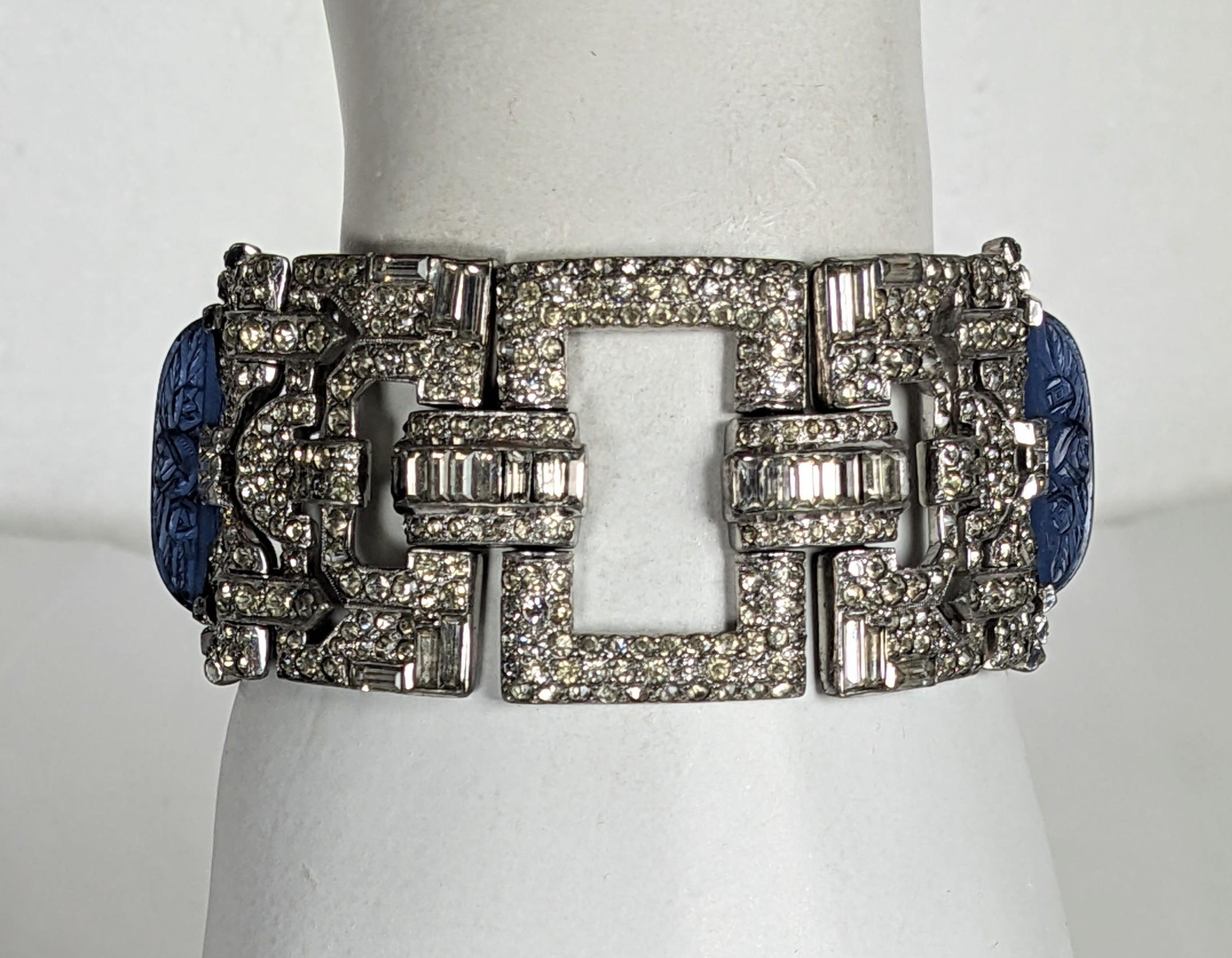 Fine Art Deco Pave and Molded Glass Bracelet For Sale 5