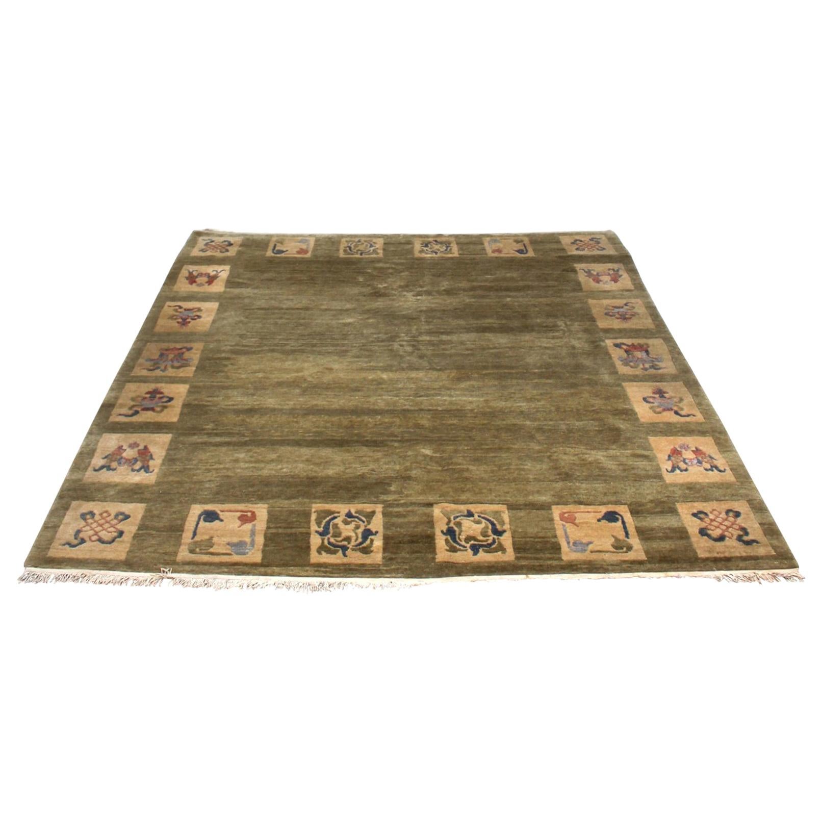 Fine Art Deco Rectangular Wool Rug in the Manner of Leleu