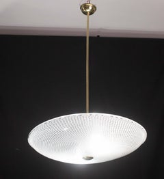 Fine Art Deco Reticello Murano Glass Disc Chandelier by Venini 1940s